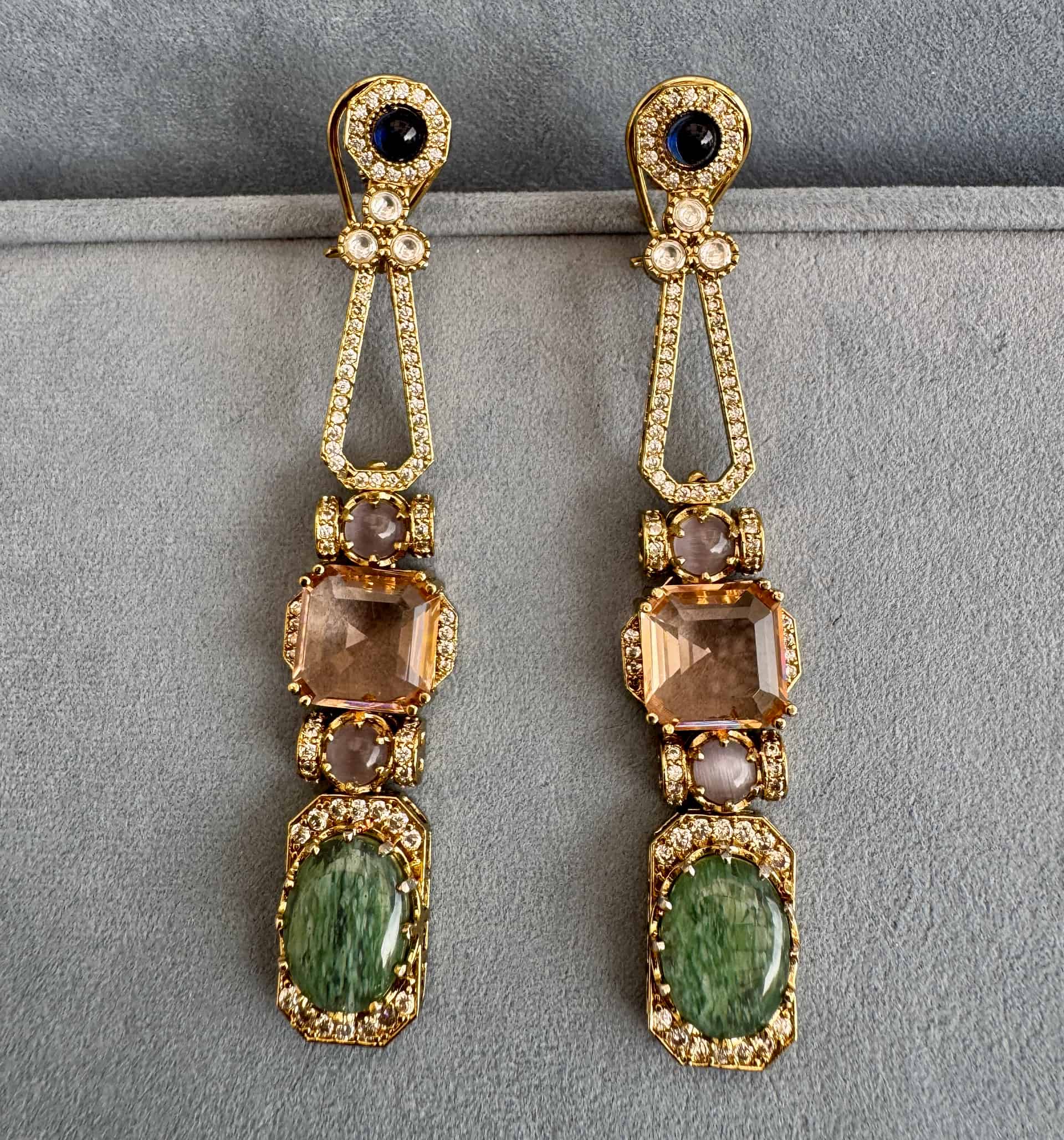 Royal Cascade Danglers With Multi-gemstones – #3550bd