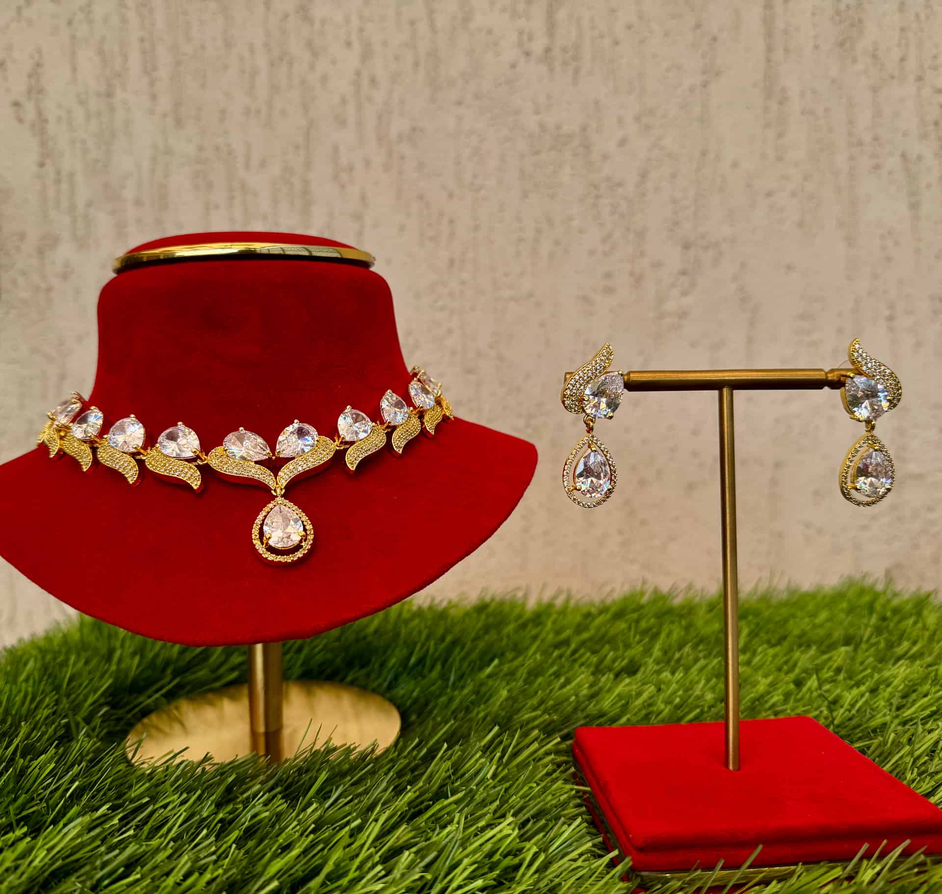 Glamorous Silver-golden Two Tone Jewel Set