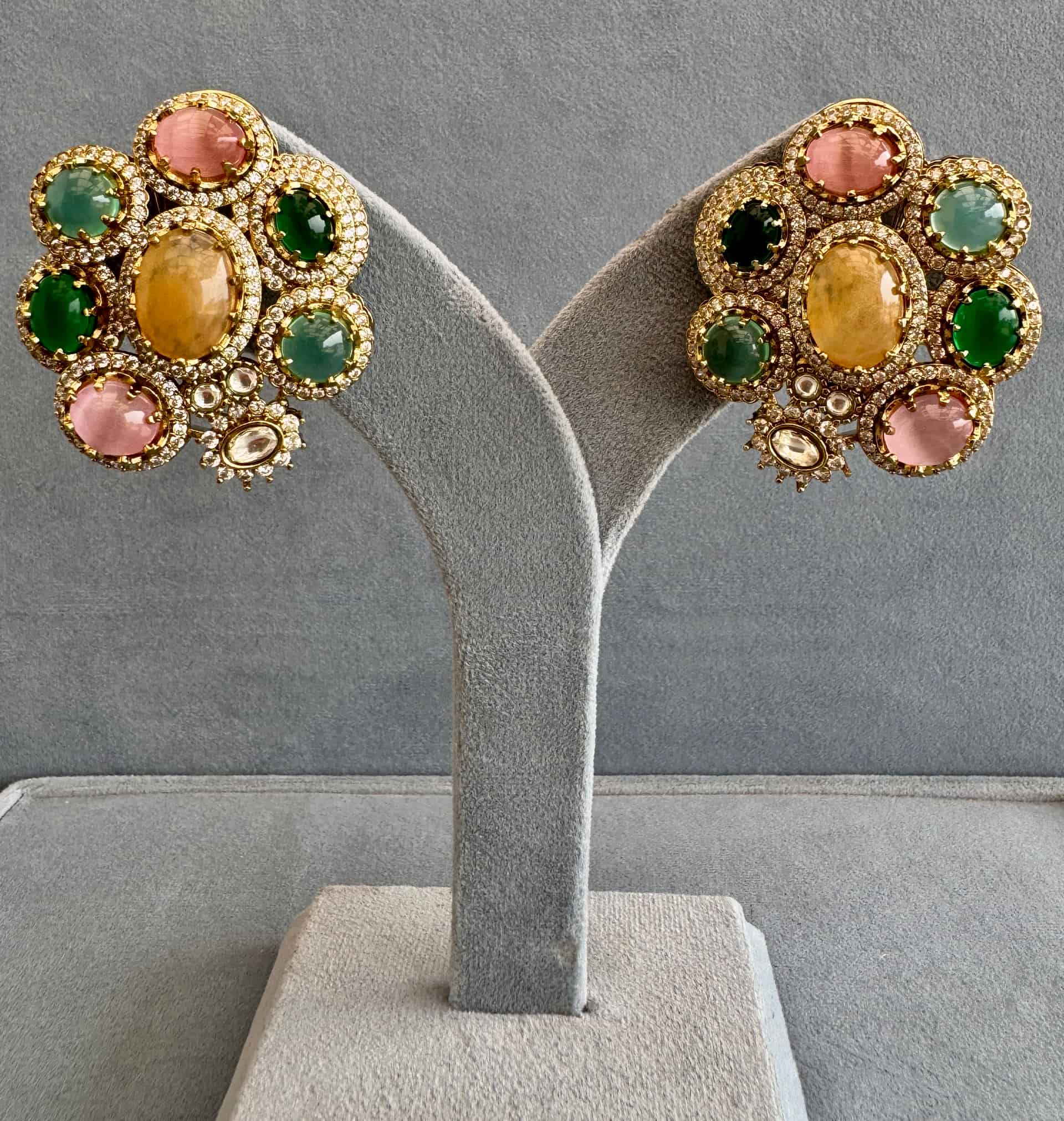 Rang Mahal Multicolor Cabochon Statement Studs