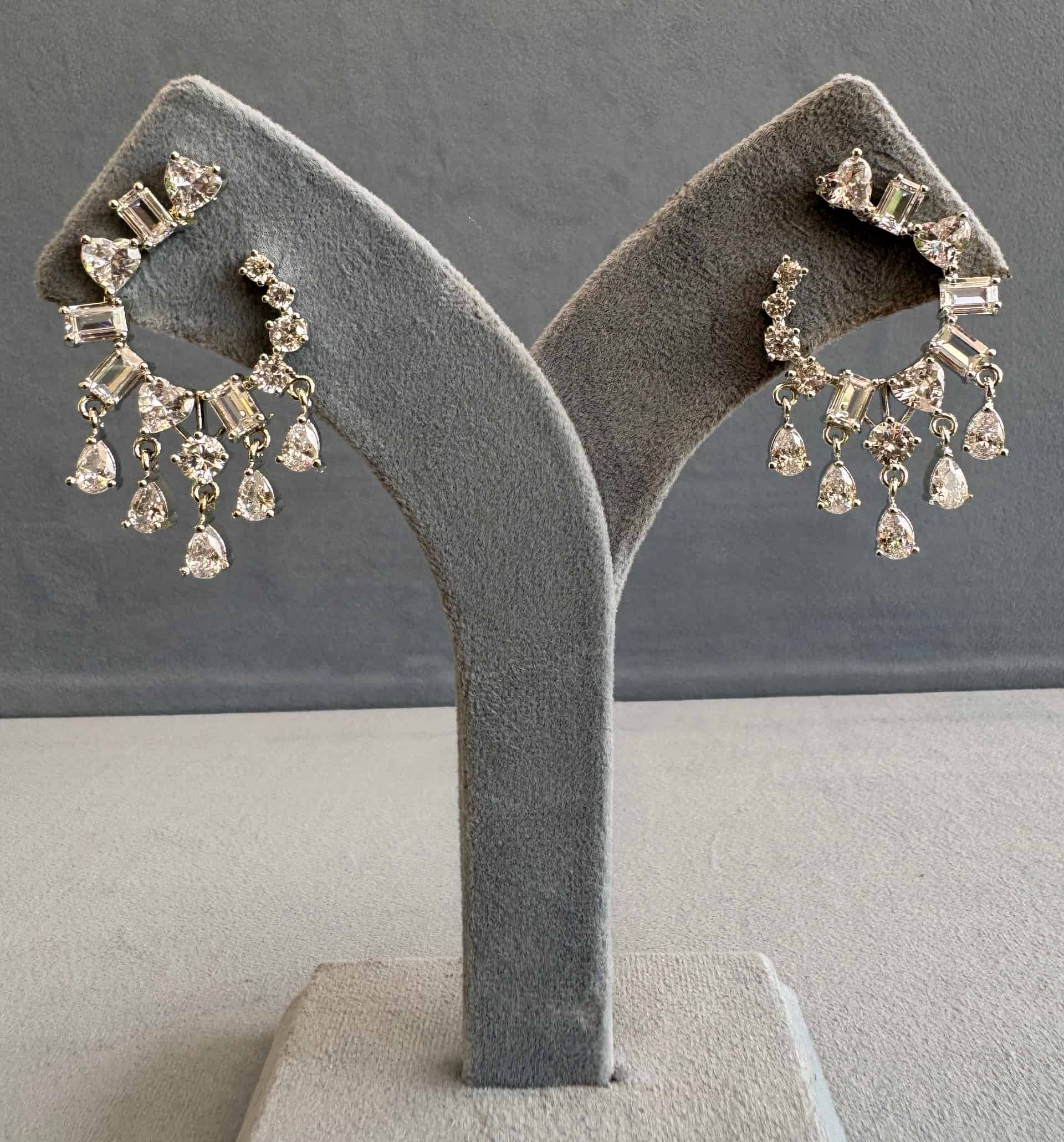 Aurora Wreath American Diamond Statement Earrings - Silver