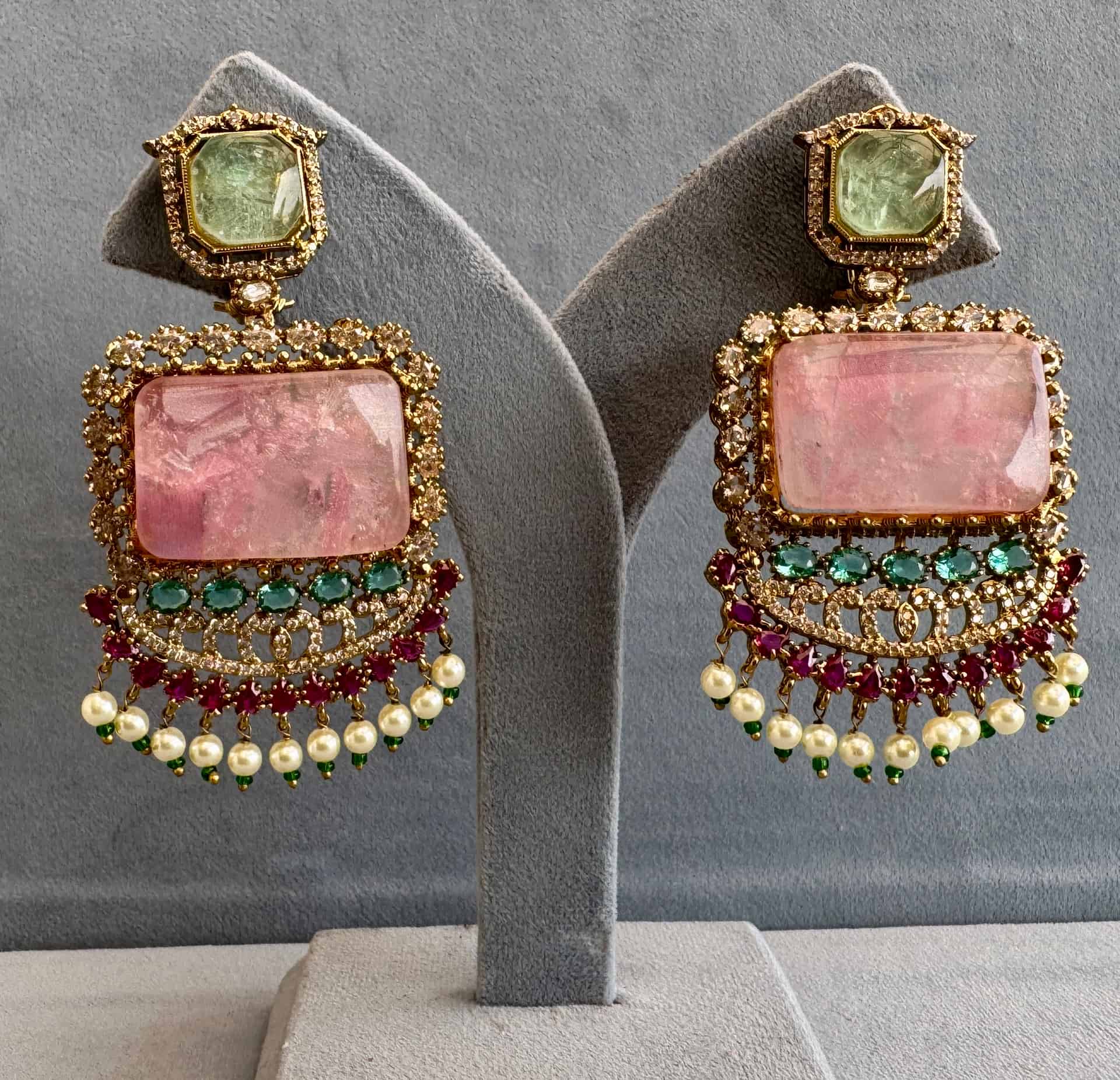 Gulnaar Royal Doublet Chandbali Earrings – #f49eca