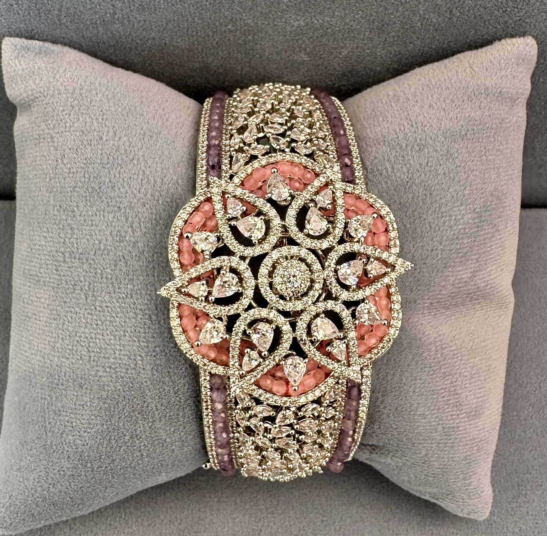 Blush Noor American Diamond Cuff Bracelet – #ffc6d3