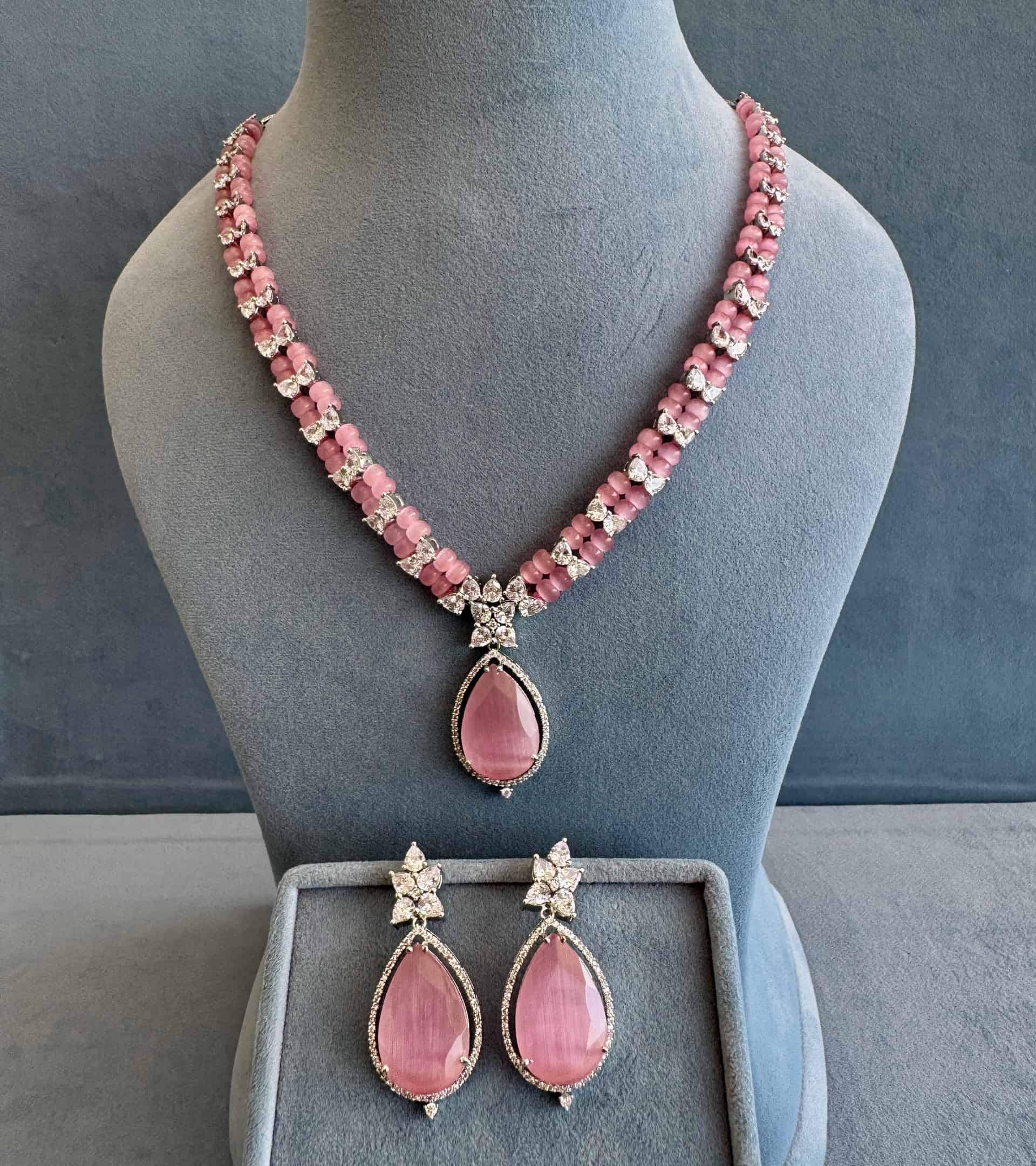 Monalisa Beaded Ad Necklace Set – #f2a2e0