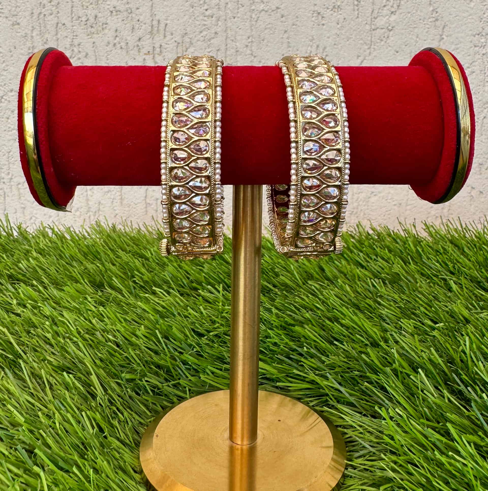 Iridescent Kundan-style Stone Bangles – 2-4