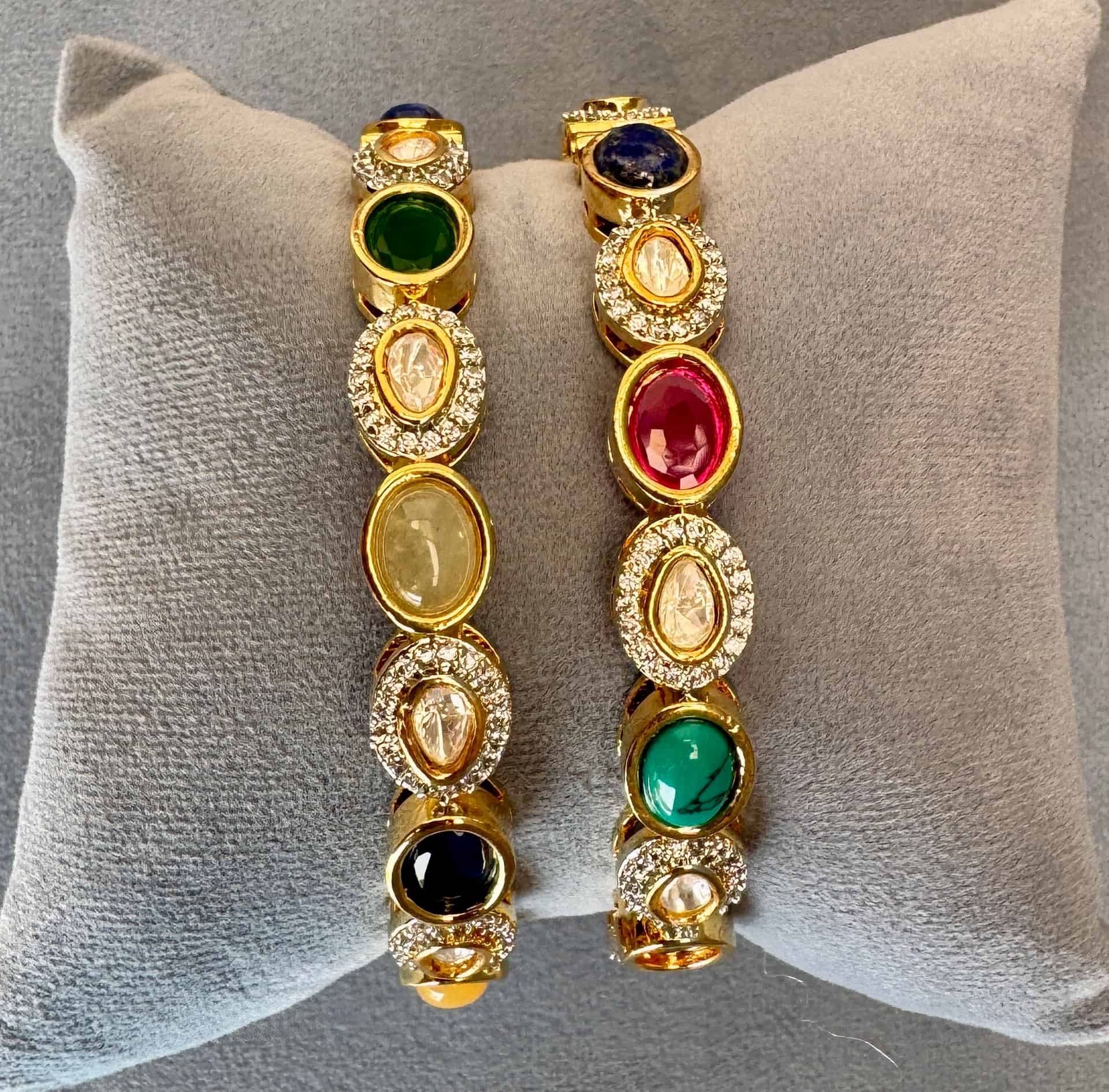 Multicolor Navratna Style Polki Kada Bangles – 2-4