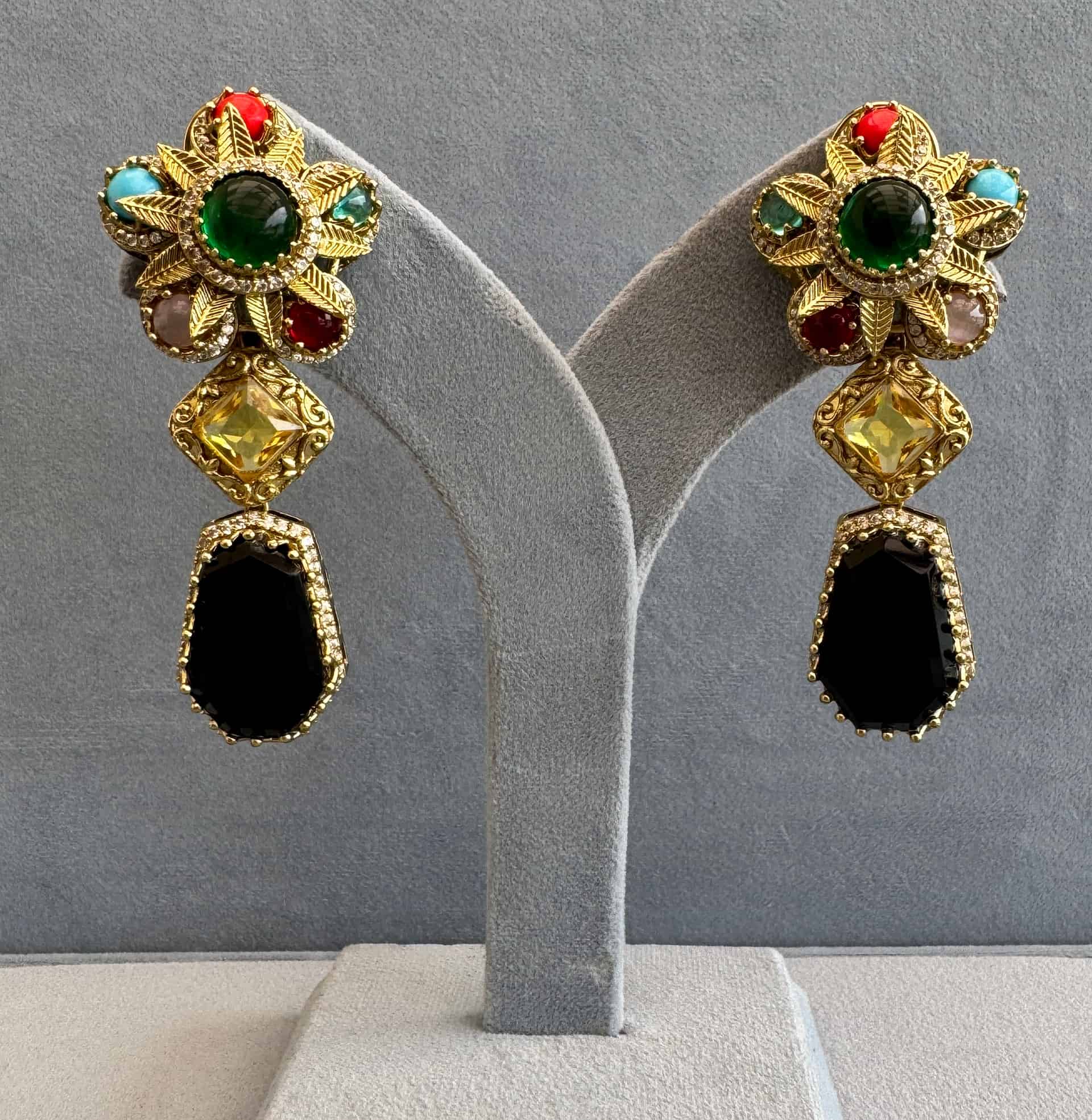 Navratna Bloom Long Danglers