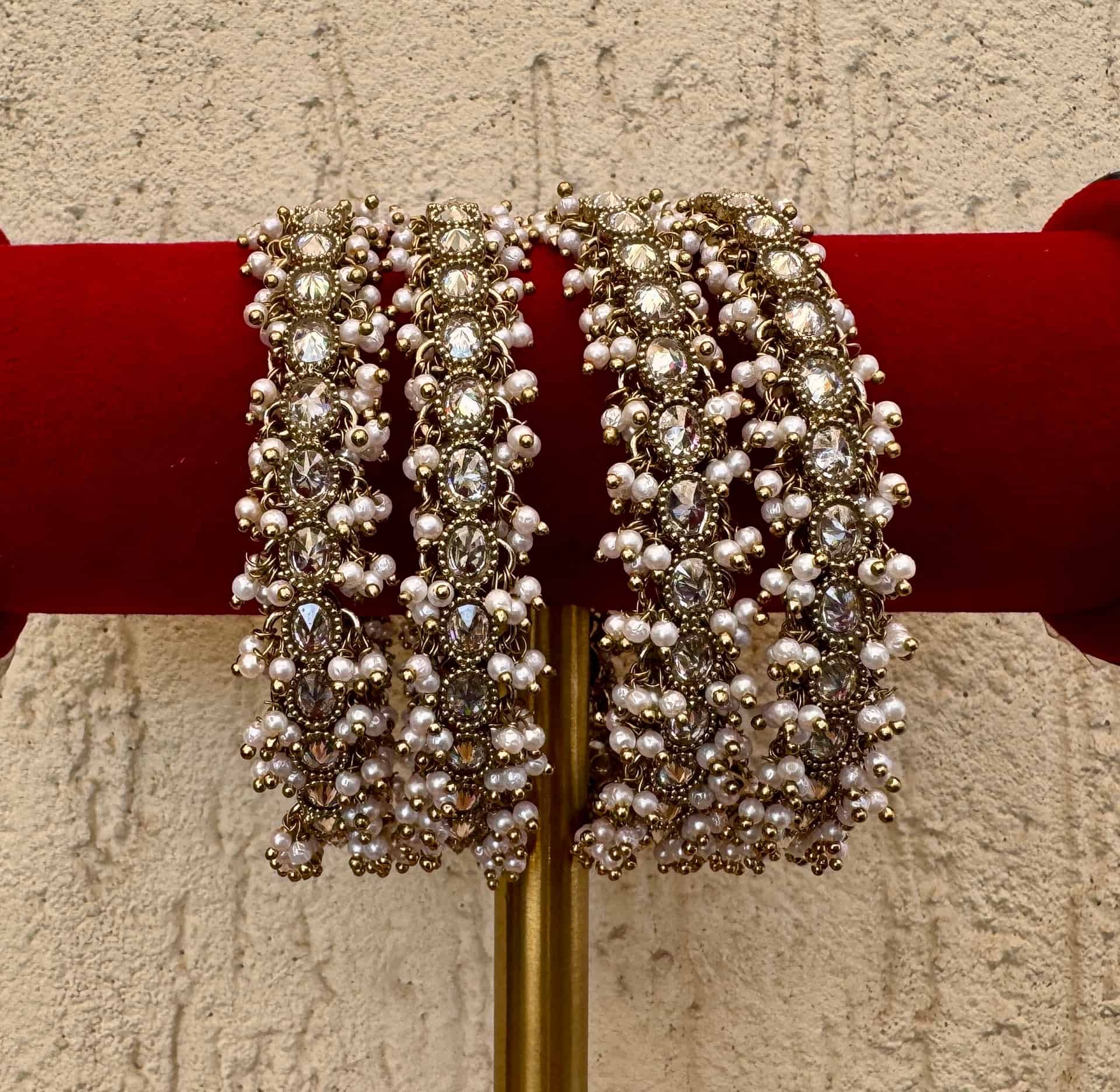Kundan Styled White Chid-moti Bangles – 2-4