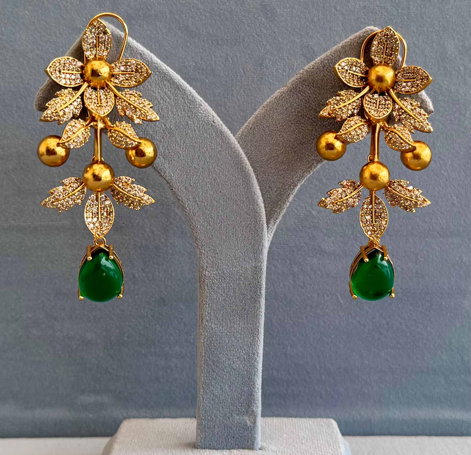 Emerald Gardenia Danglers