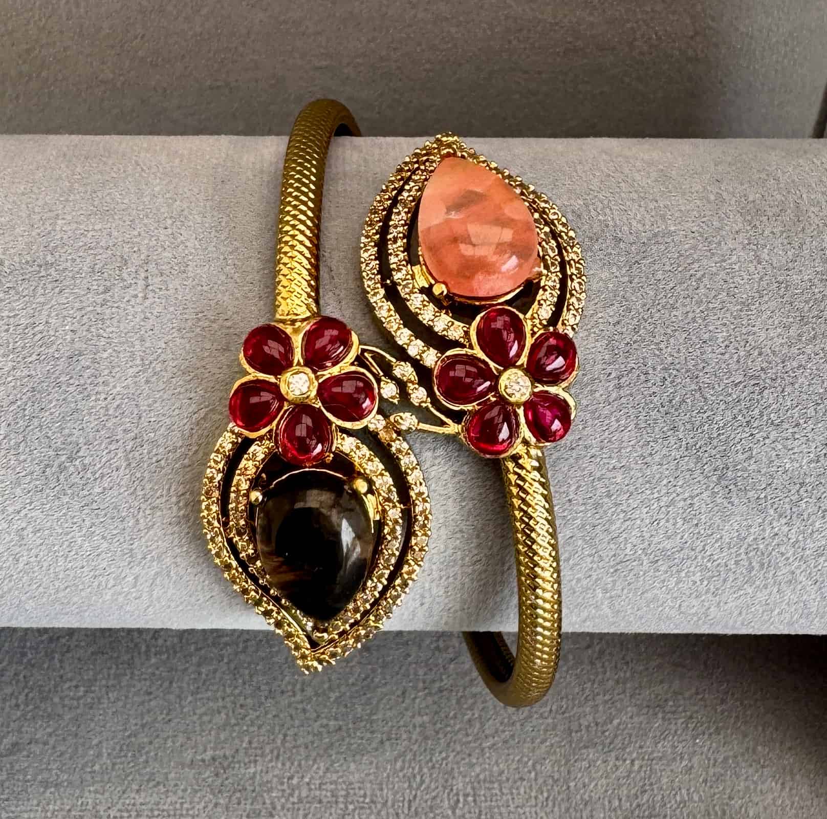 Dual Bloom Teardrop Cuff Bracelet
