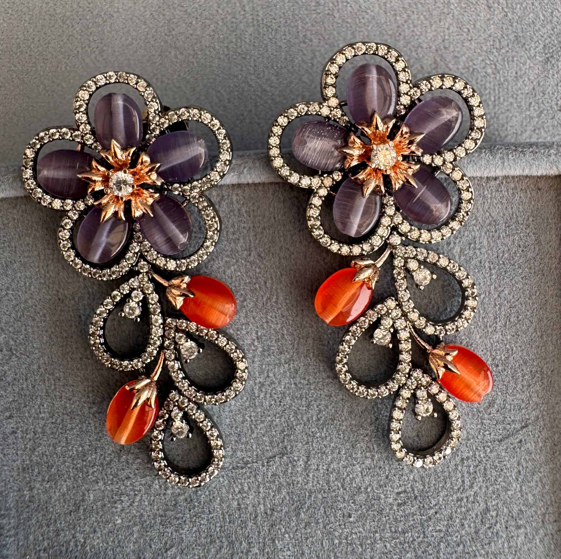 Bloom Vine Dangler Earrings – #5b438a
