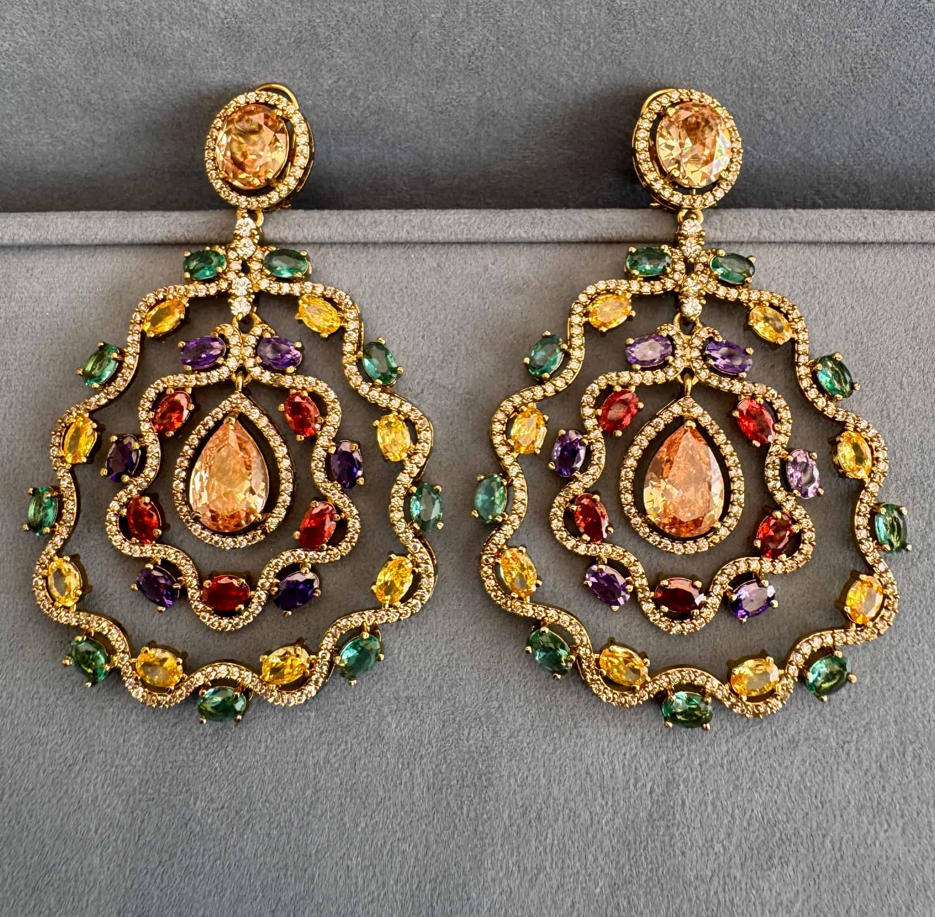 Double Layered Scalloped Openwork Chandelier Earrings – #cc942e