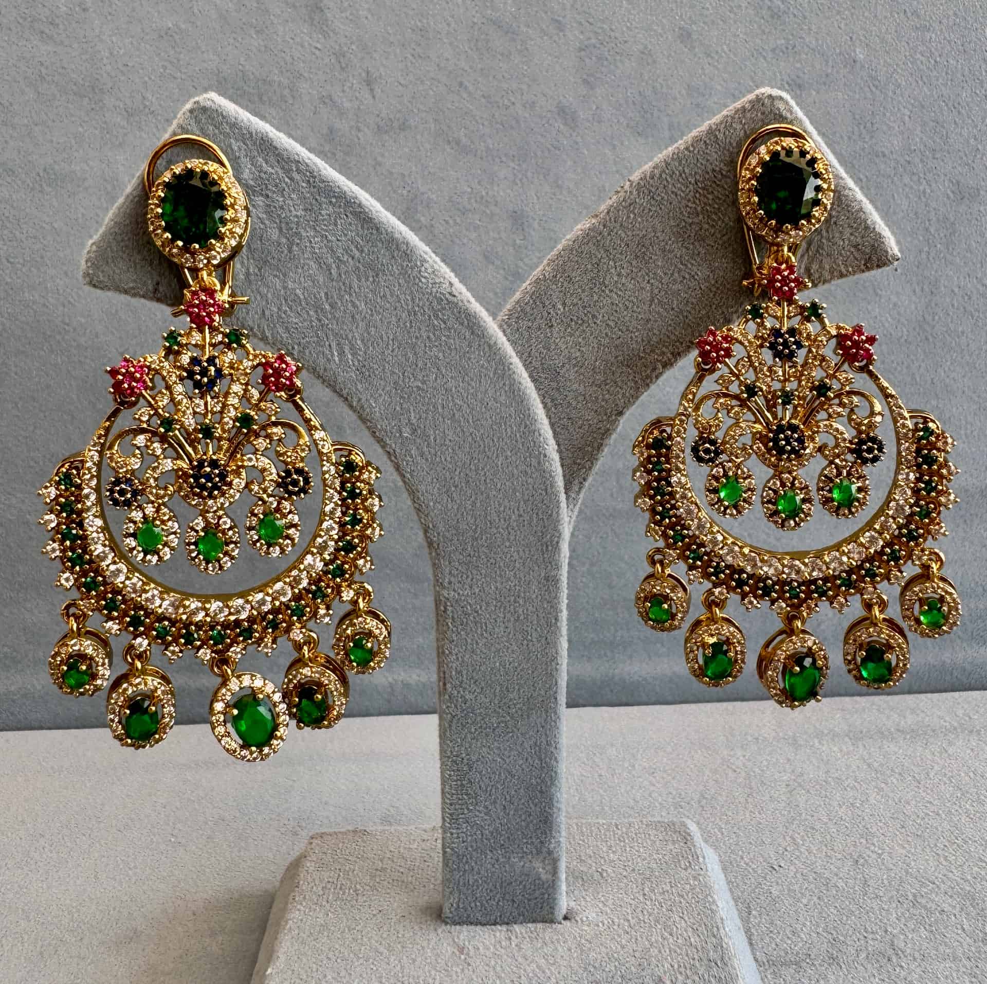 Rajwadi Multicolor Long Chandbali Earrings – #237c3c