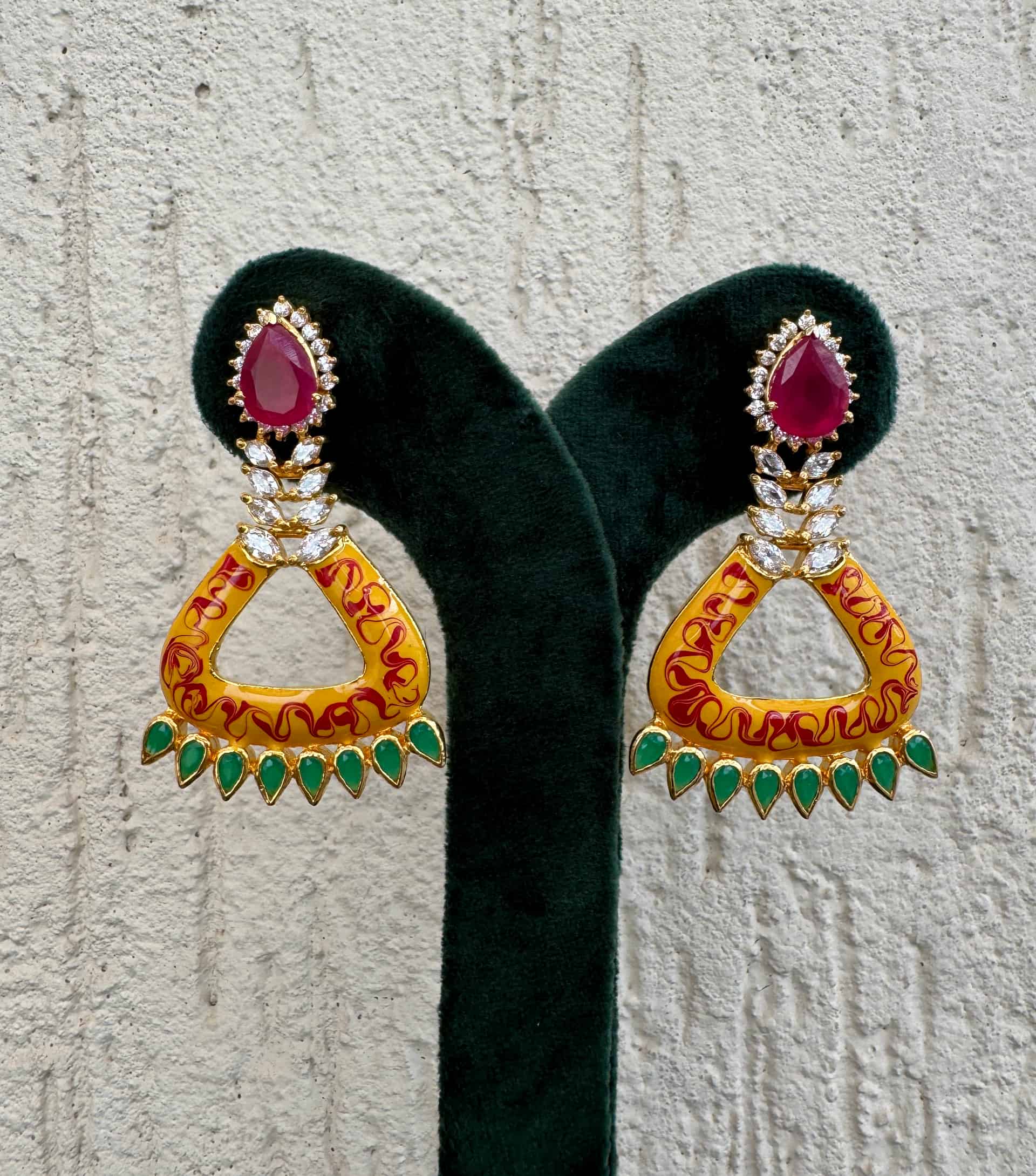 Enamel-meena With Kundan Earrings – #ffe509