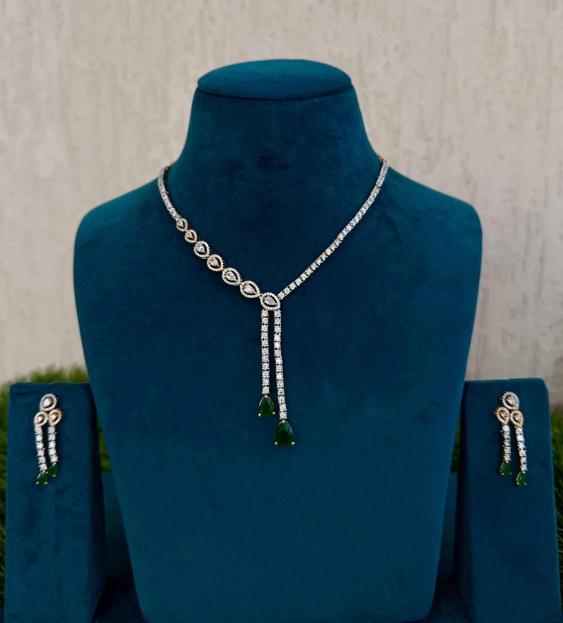 Marquise Shape American Diamonds Jewel Set – #3ca022